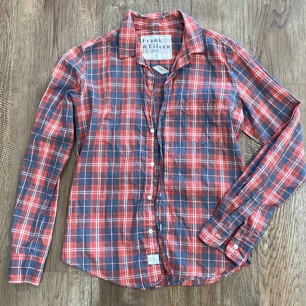 Frank & Eileen plaid shirt crinkle Small